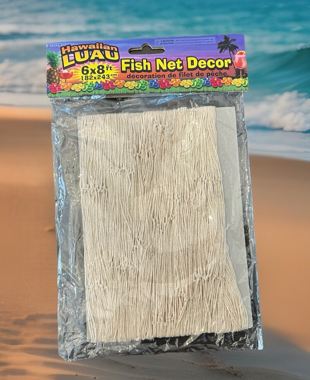 NEW 2017 Hawaiian LUAU Fish Net Decor Beige 6 x 8ft.