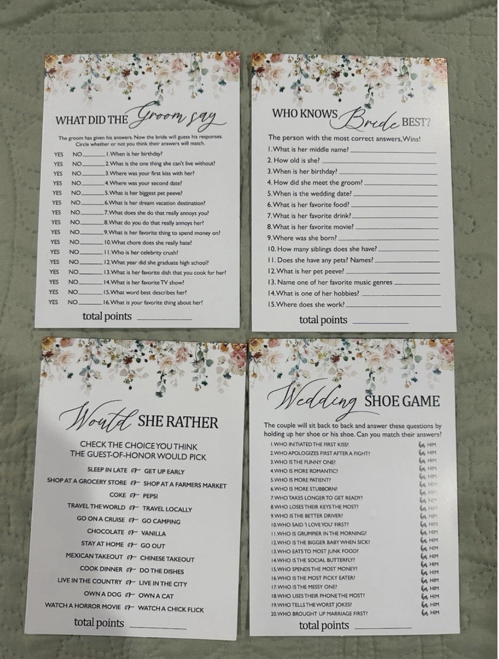 Set Of 3 Satin Bride Robe And Veil & Bachelorette/ Bridal Shower Party Game