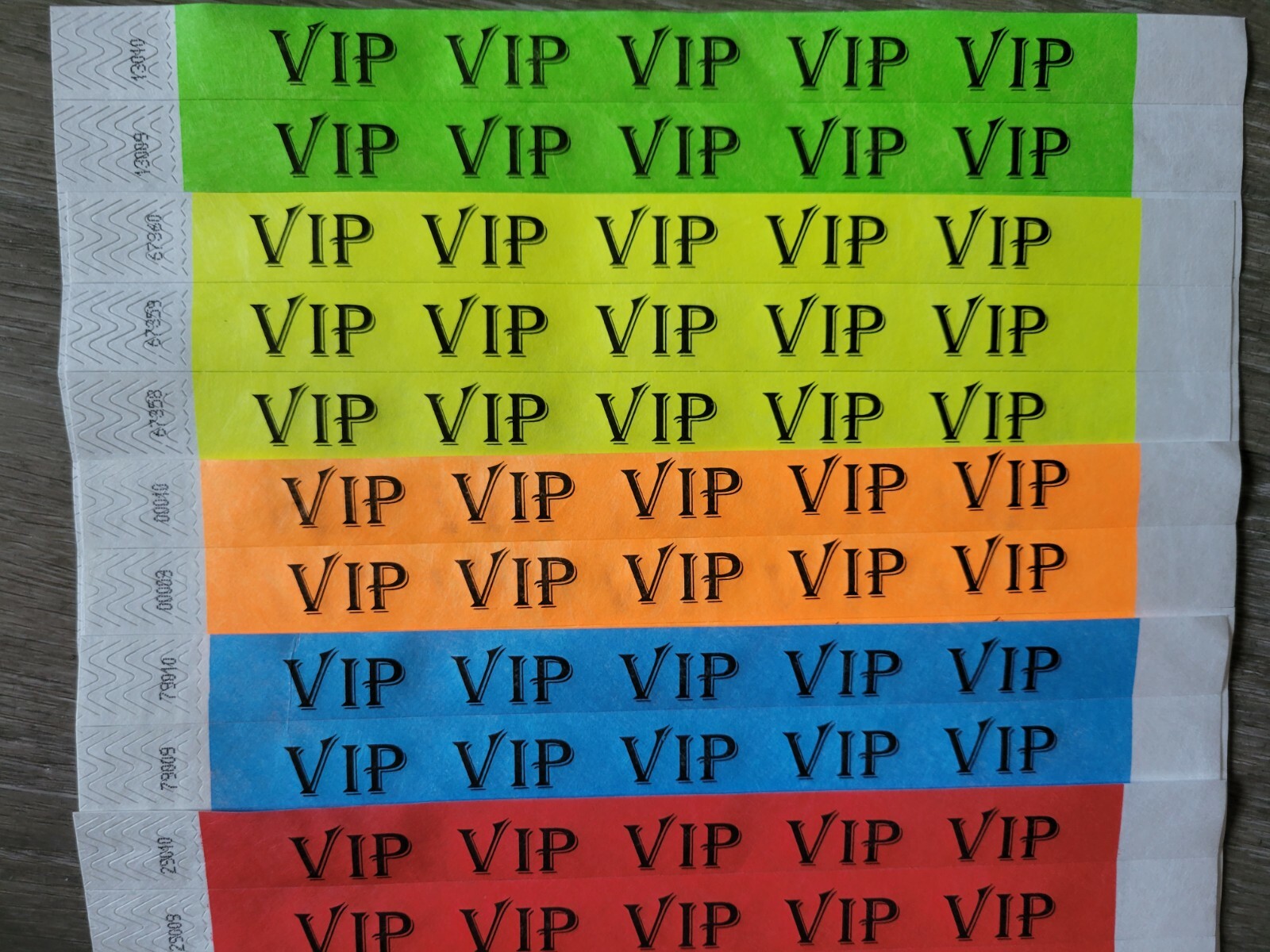 250 3/4″ VIP MULTI-COLOR TYVEK WRISTBANDS, PAPER WRISTBANDS,EVENT WRISTBAND