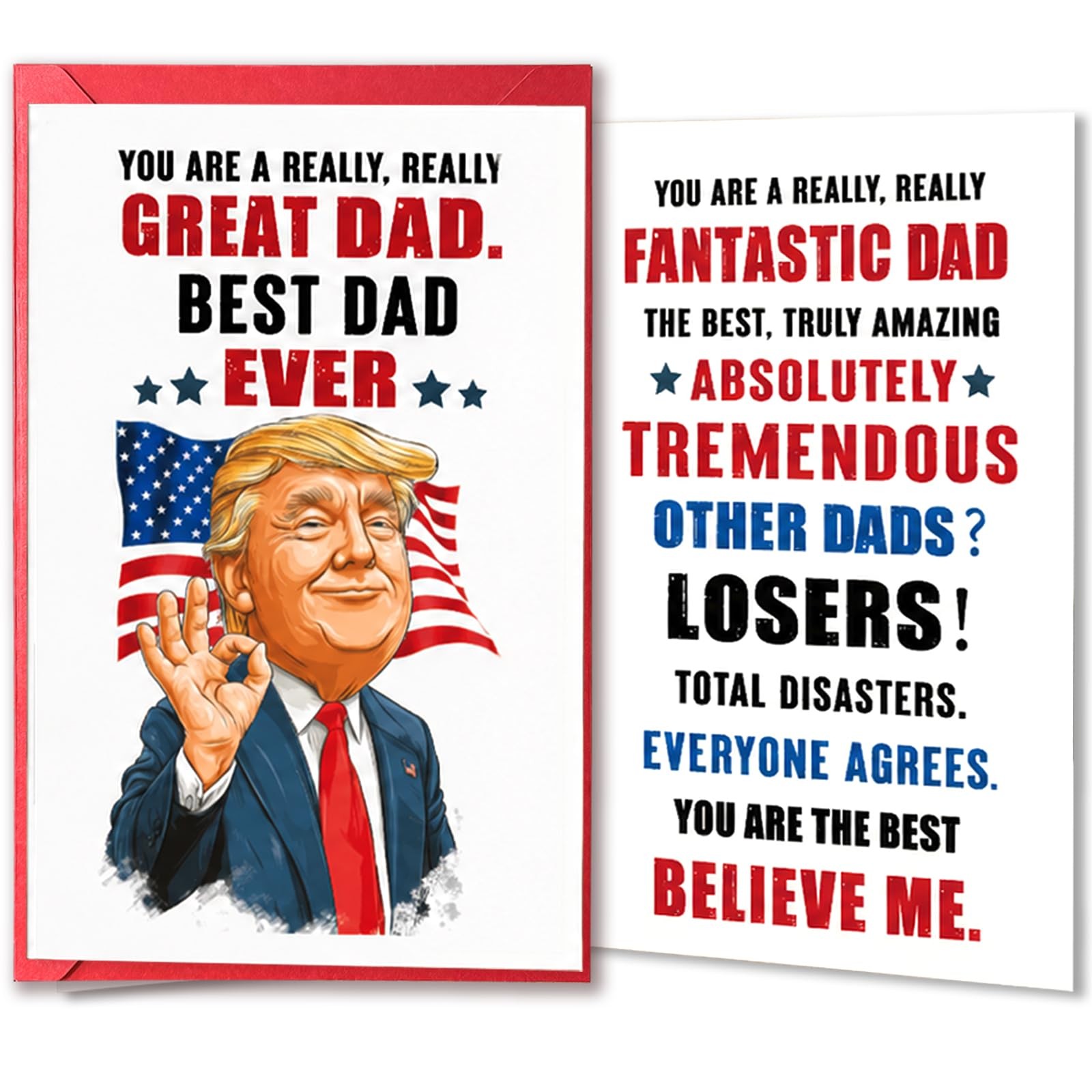 CoconutGo Funny Trump Father’s Day Card for Dad, 5.3 X 8 Inches, White