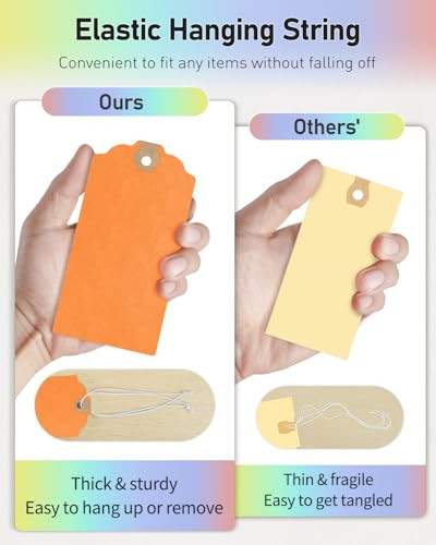72 Pcs Blank Shipping Tags with Elastic String Attached Cardstock Paper Hang