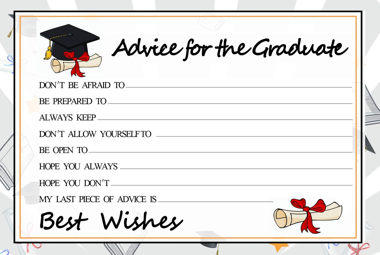 Graduation Wish Cards – 50PCs High School or College 4×6 in, White,Black,Gold