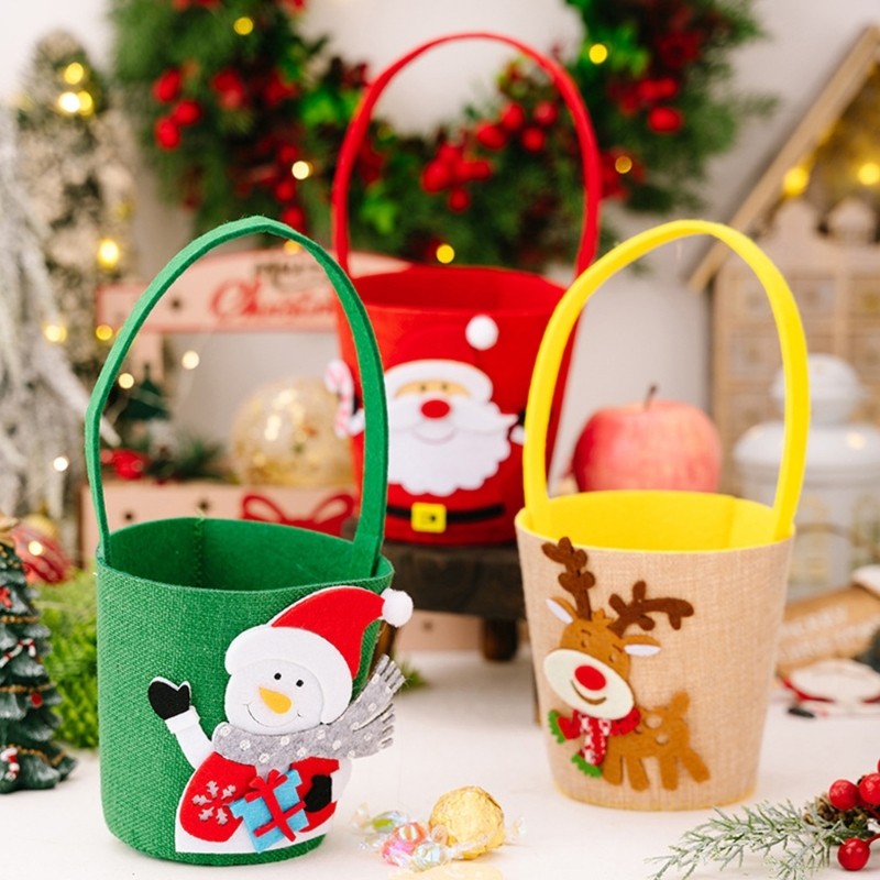 Creative Cartoon Christmas Candy Bag Reusable Fabric Decoration For Holiday