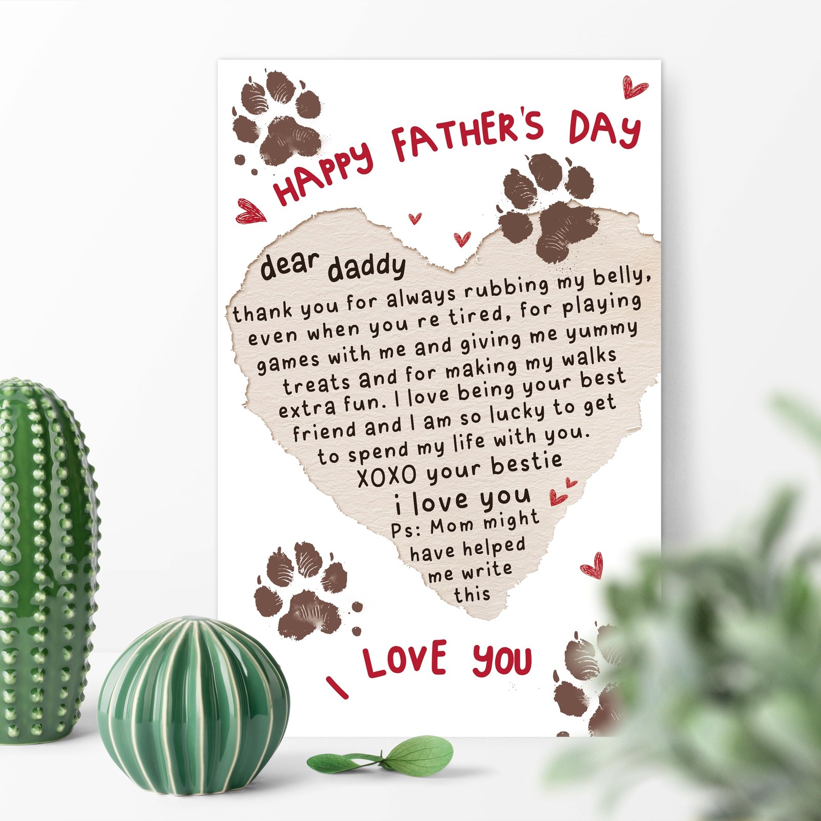 Cheeklee Father’s Day Card for Dog Dad, 8.1 x 5.3 inches, Happy Father’s