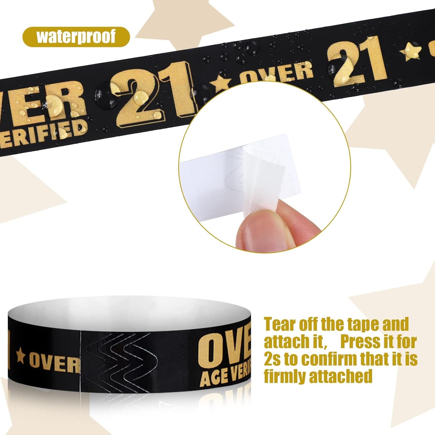 600 Pcs Over 21 Wristbands for Events Colored one size, Black, White, Gray