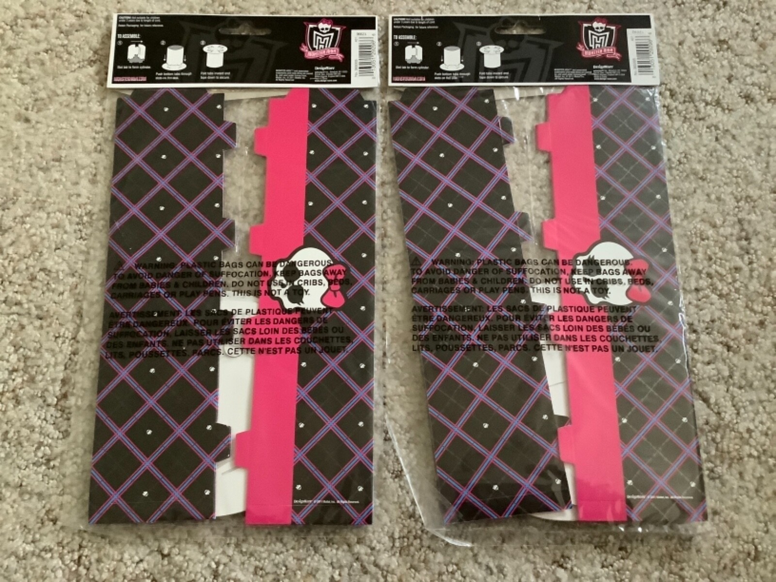 Lot of 2 MONSTER HIGH Birthday Party TOP HATS Pack Of Eight (8) NEW In Package