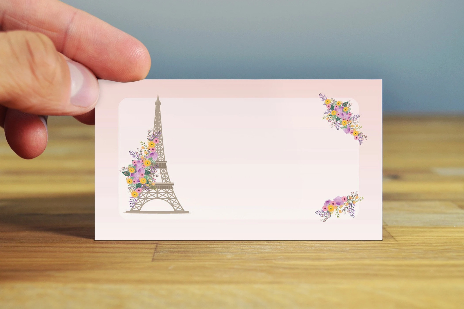 Eiffel Tower Birthday Place Cards – Floral Table Seating, Set of 25