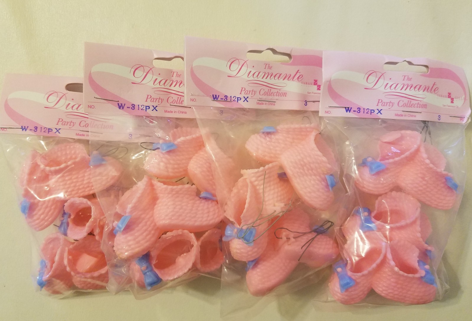 Lot of 12 Pink Plastic Baby Booties Baby Shower Hanging Decorations Table Decor