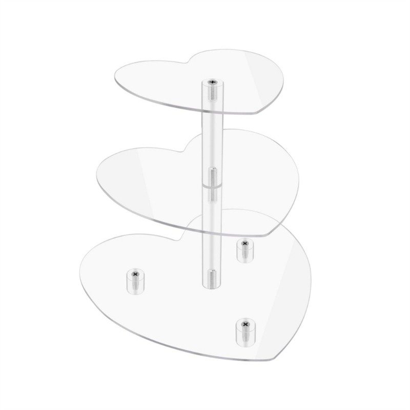 Elegant Heart Shaped Triple Tiers Cupcake Holder Stand for Birthday Dessert Rack