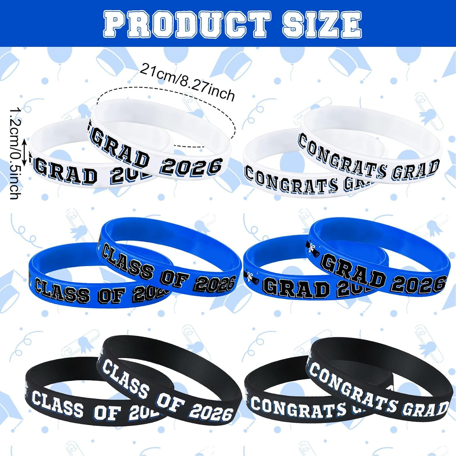 36Pcs Class of 2026 Graduation Silicone Bracelets Congrats Grad Party Favors
