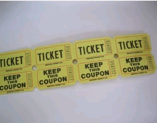 100 Double Stub Raffle Tickets 50/50 Split the Pot Packaged as Pictured