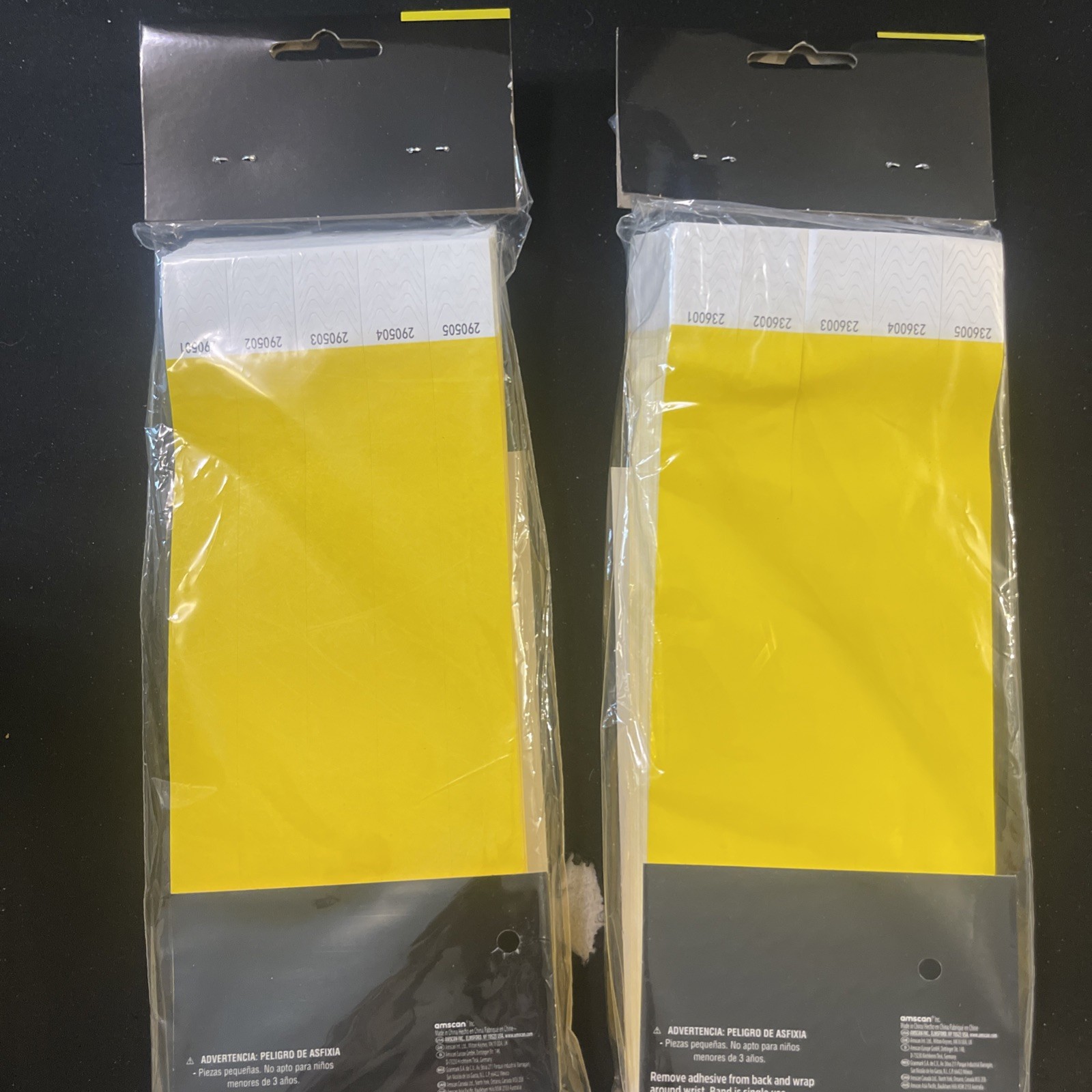 Amscan Tyvek Wristbands 1000 Yellow Solid Color Numbered Glows