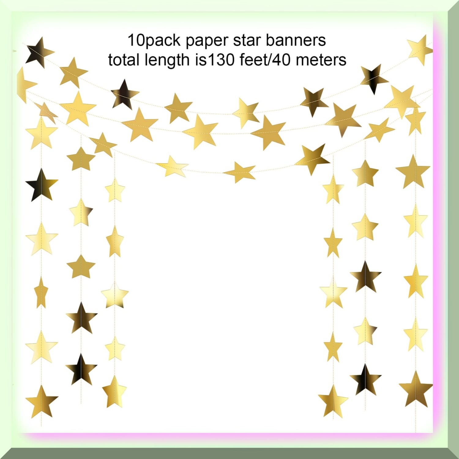 Star-Shaped Garland Banner 130ft for Celebrations