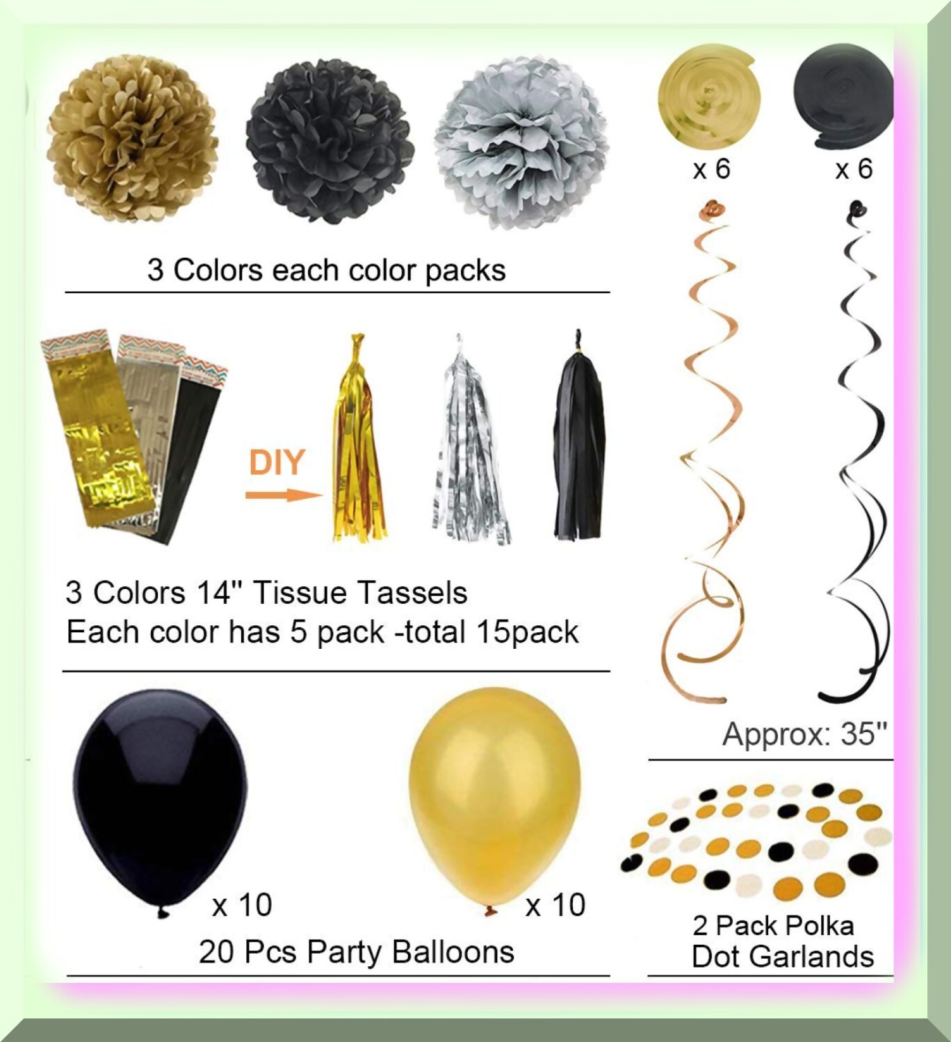 Golden Gala Party Decorations Kit