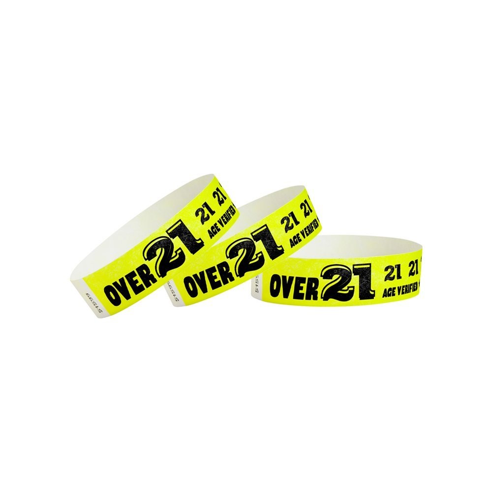 500 Neon Yellow Wristbands, Festival Party Concert, Tyvek ¾ Inch