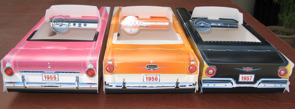 6 ~ Classic Ford Cardboard Cars Kids Food Box Tray Party Favor Table Center *