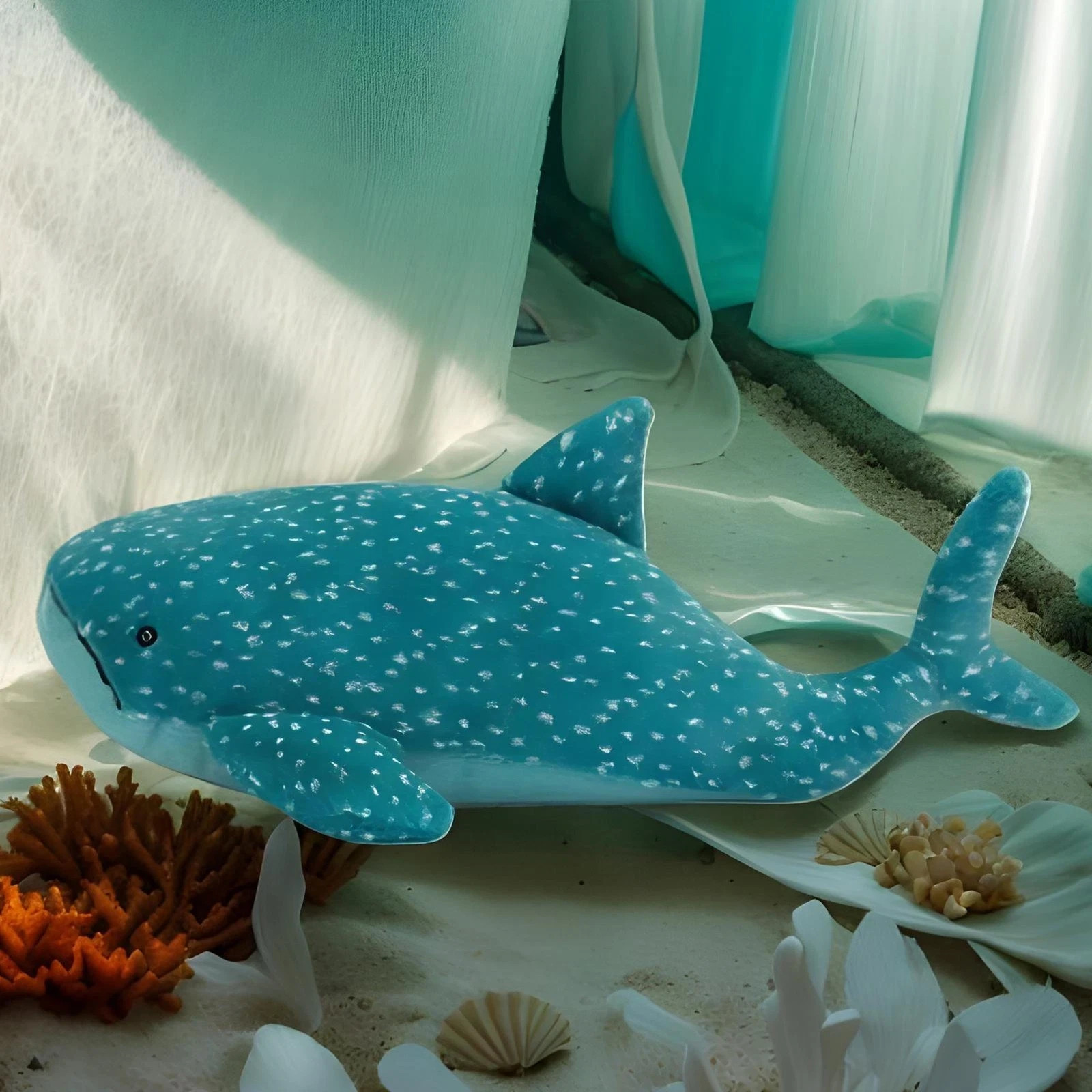 Food Stuffed Doll 16 Inch Whale Shark Blue Ocean Lovey Soft Plush Toy