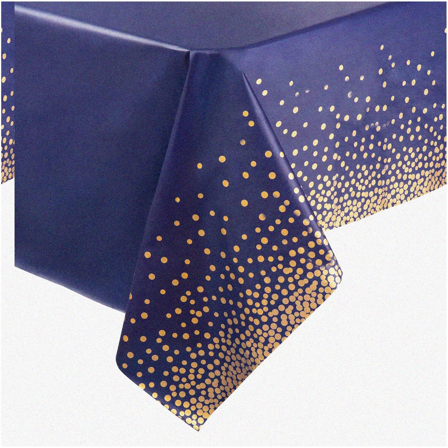 Navy and Gold Disposable Rectangle Tablecloth Set
