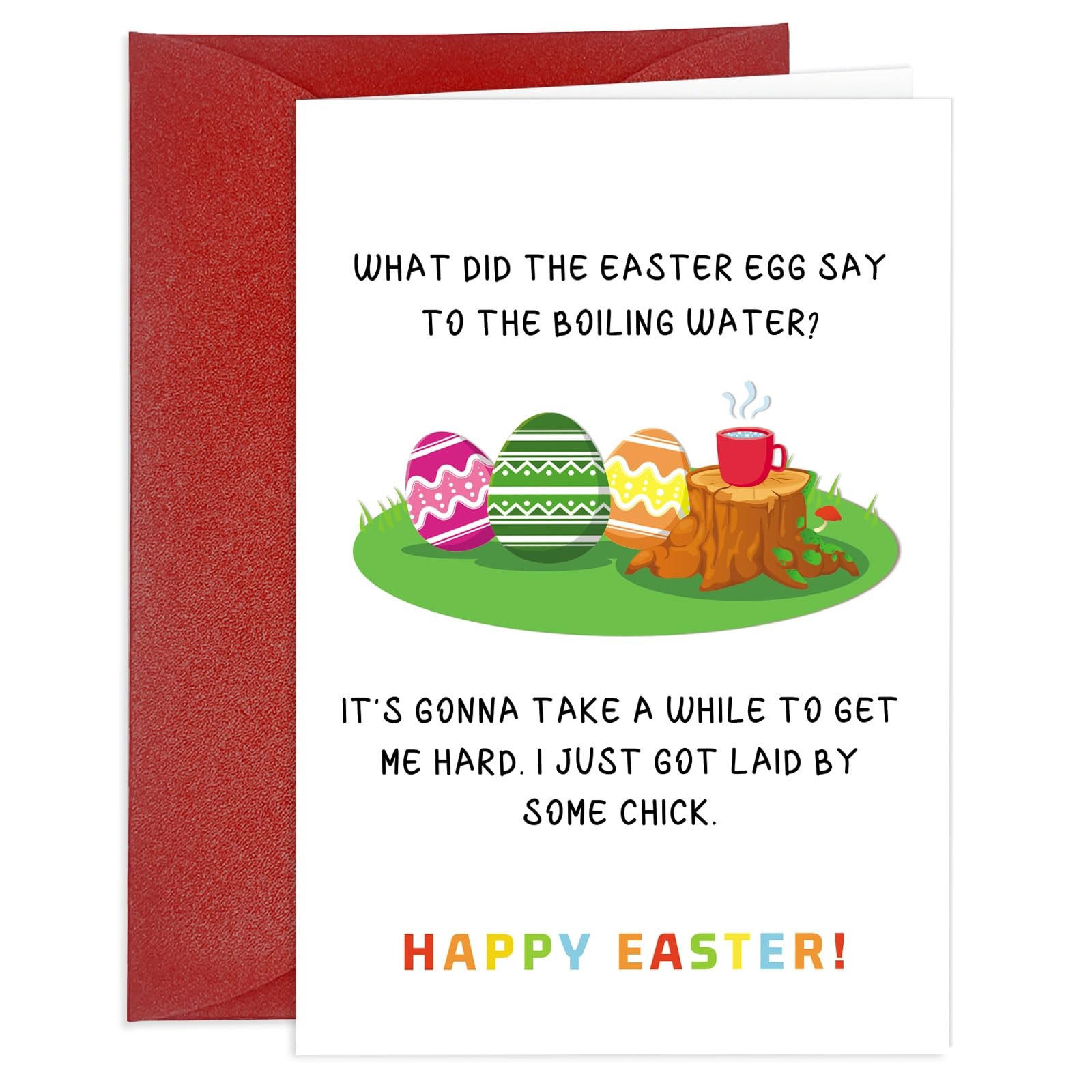 JUESMOS Happy Easter Card for Him Her Funny 3.9 x 5.9 inches, multicolor