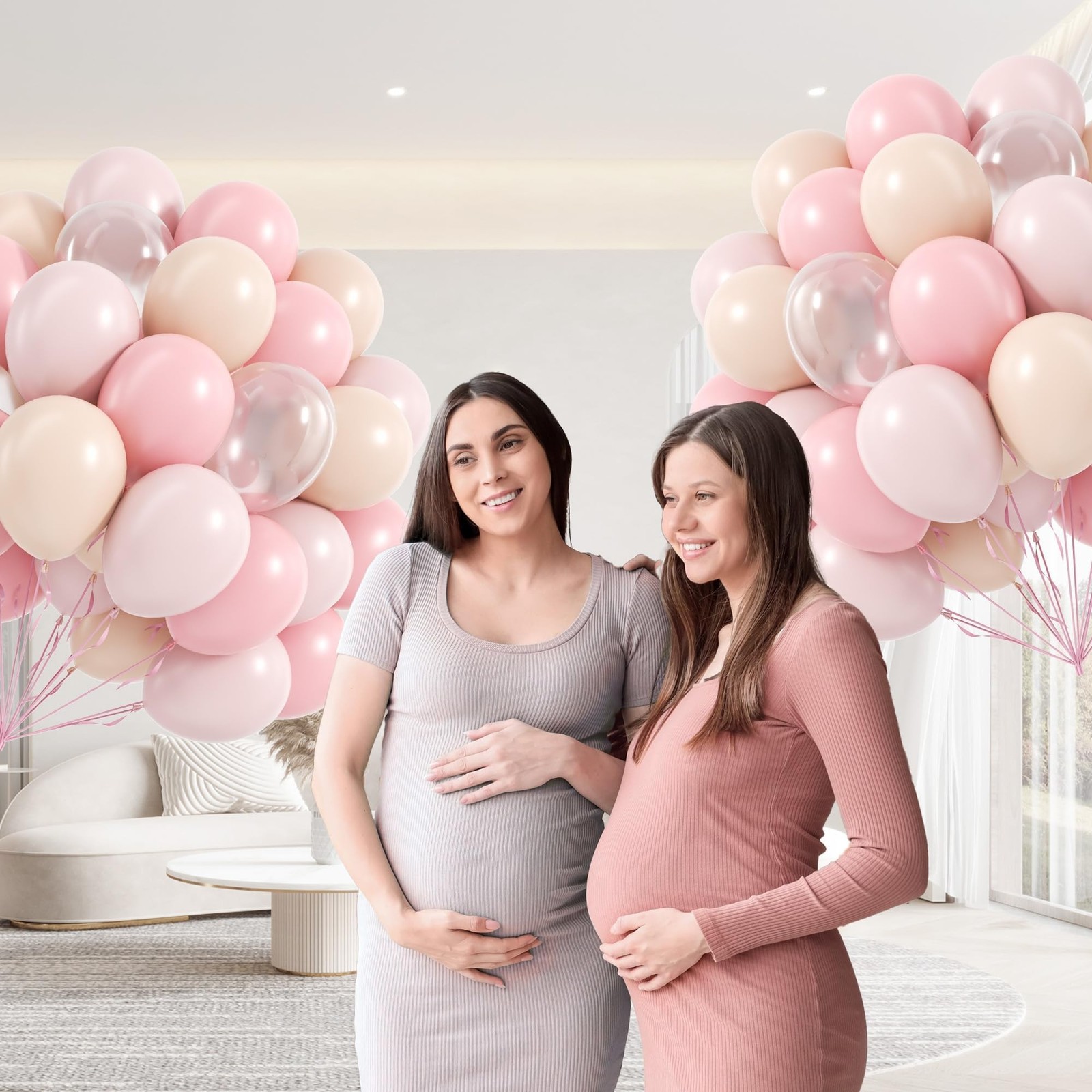 60pcs Light Pink Balloons 12inch with Pastel Pink Nude Clear Balloons for Gen…