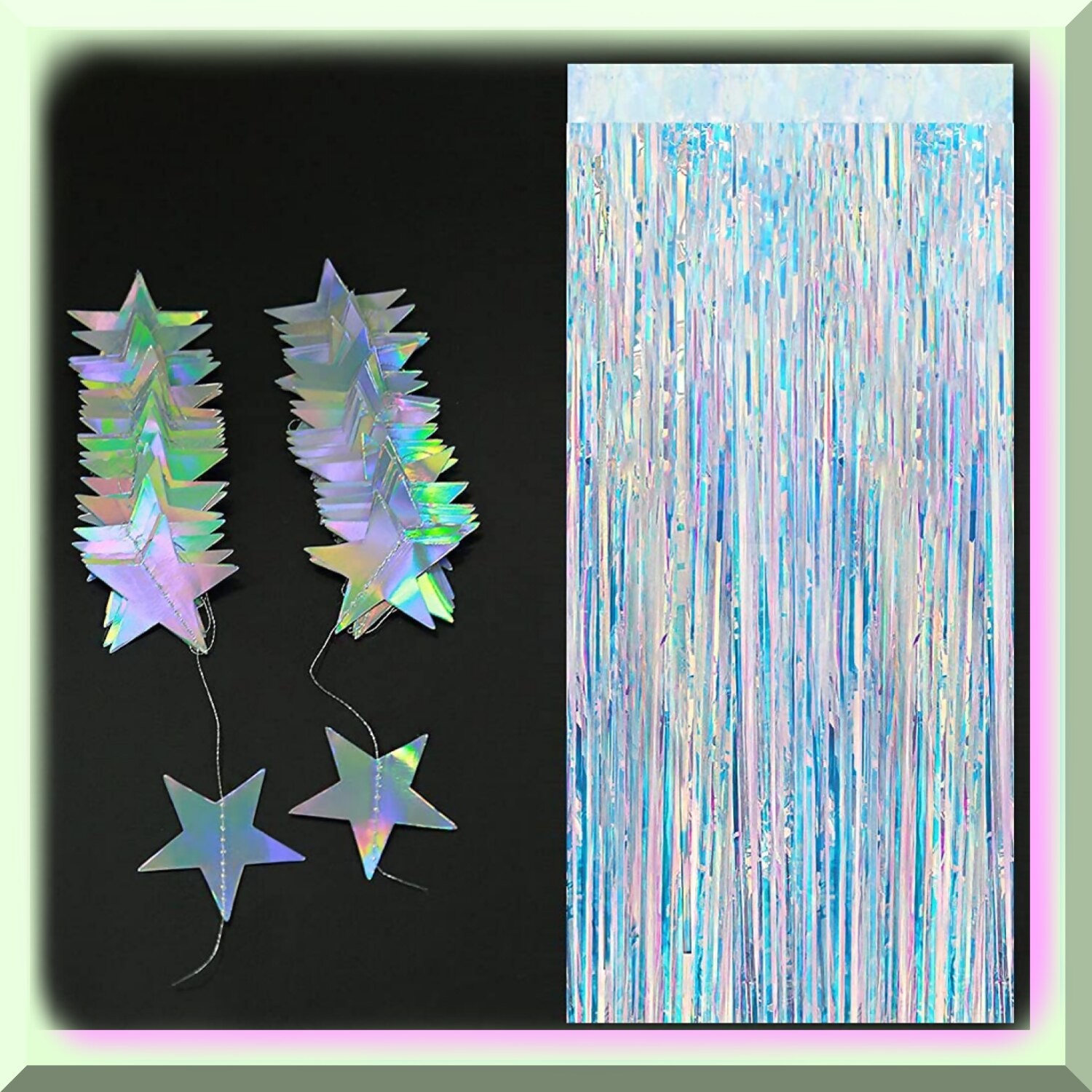 Iridescent Tinsel Curtain Backdrop for Celebrations