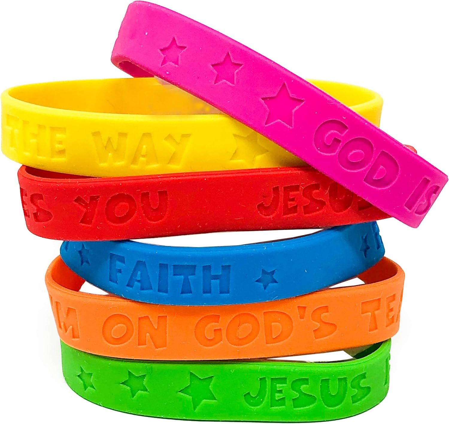 100 Pack of Christian Bracelets – Motivational Silicone Wristbands with Religiou