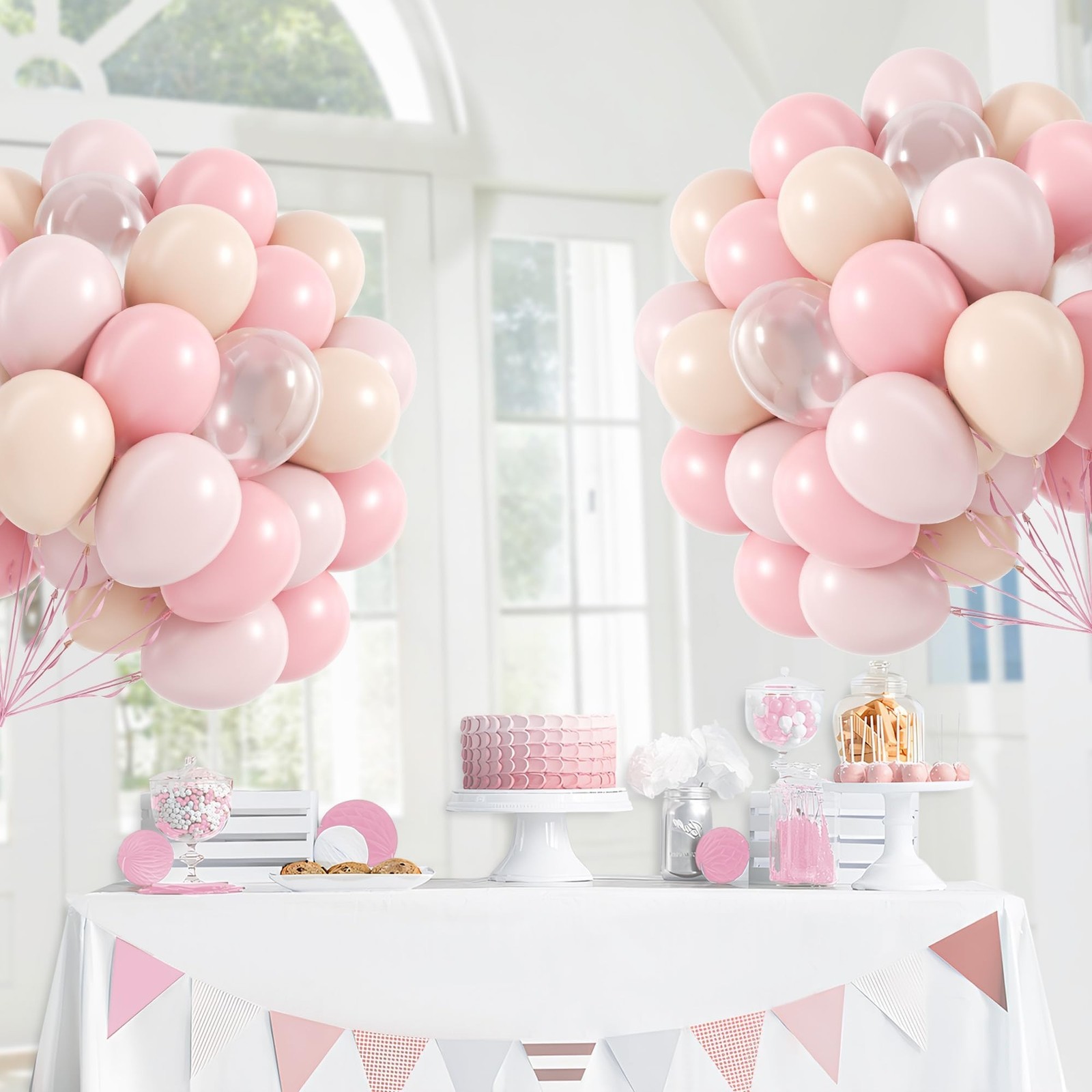 60pcs Light Pink Balloons 12inch with Pastel Pink Nude Clear Balloons for Gen…