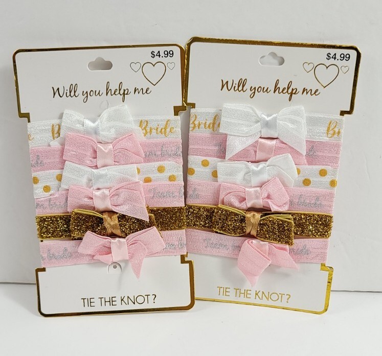 12 Bride Hair Ties Bachelorette Hen Party Help Me Tie The Knot Wedding accessory