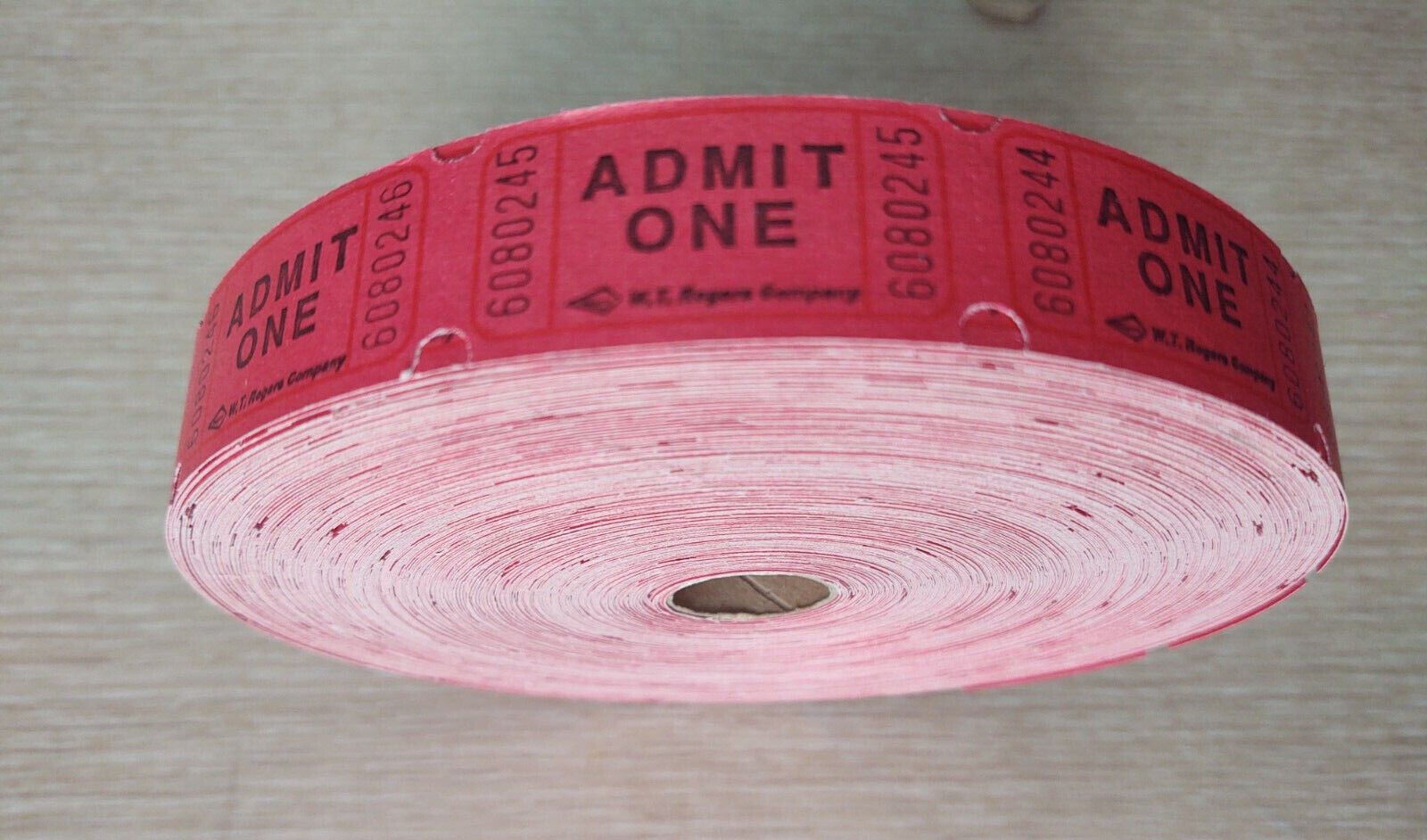 Red “ADMIT ONE” Numbered TICKETS Roll Admission Door Raffle Journal Crafting