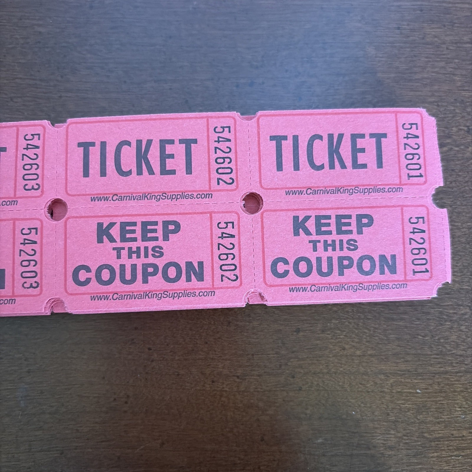 Raffle Tickets 50 Flat Double Stub 50//50 Keep This Coupon Carnival Festival