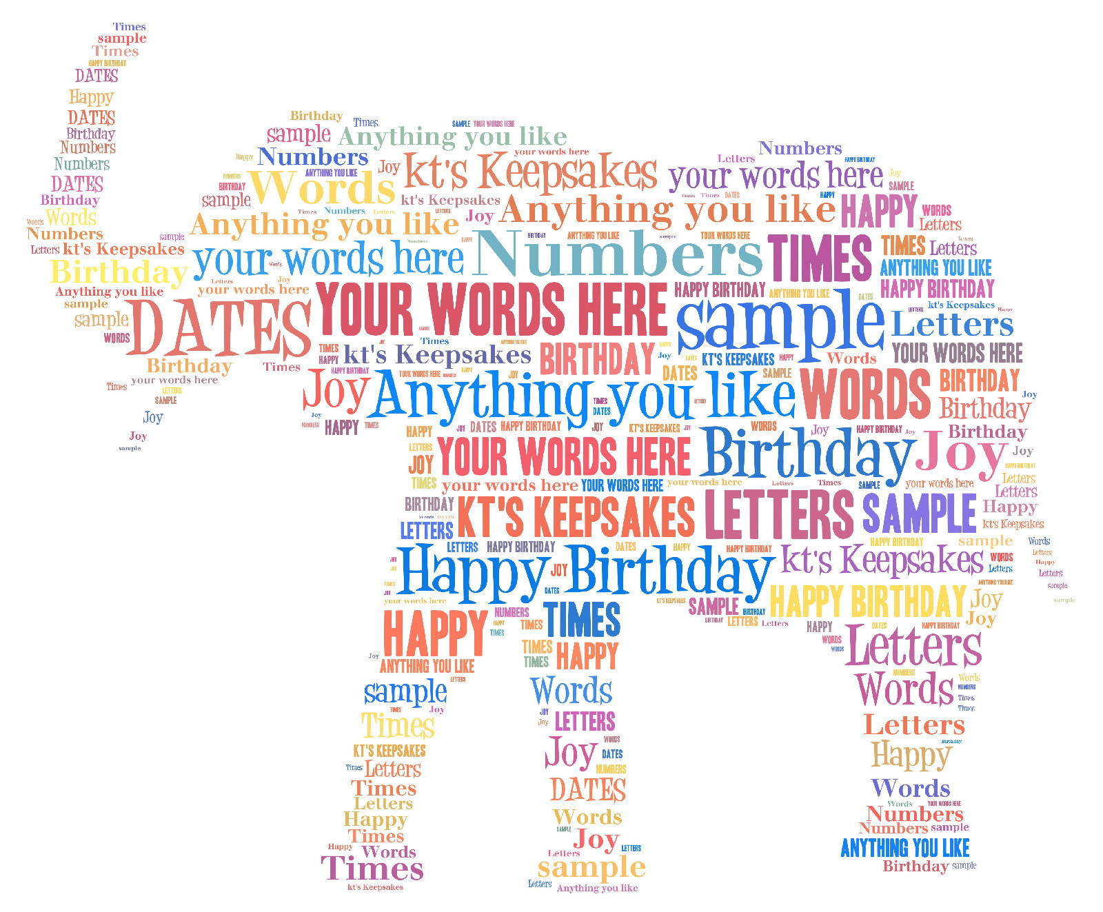 word art personalised gift present keepsake elephant auntie mum nanny son pops