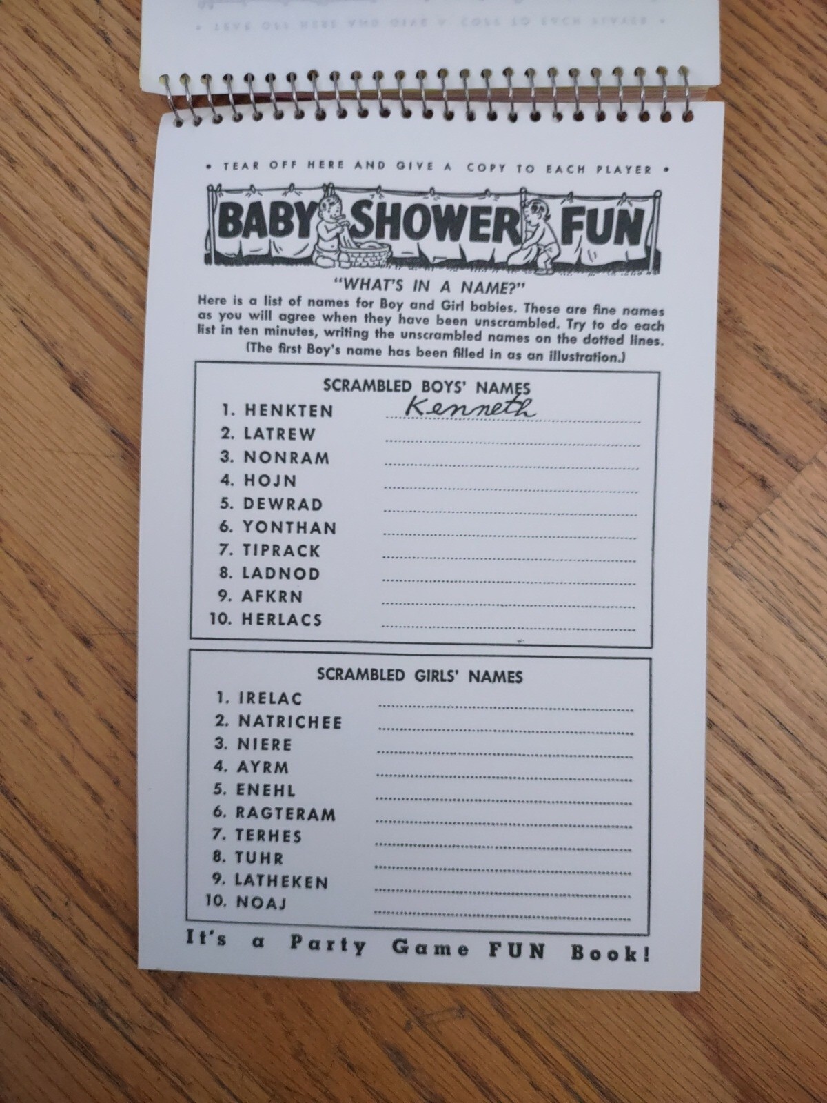 Vintage 1942 Baby Shower Fun Party Games Note Pads Three Games for 20 Guests