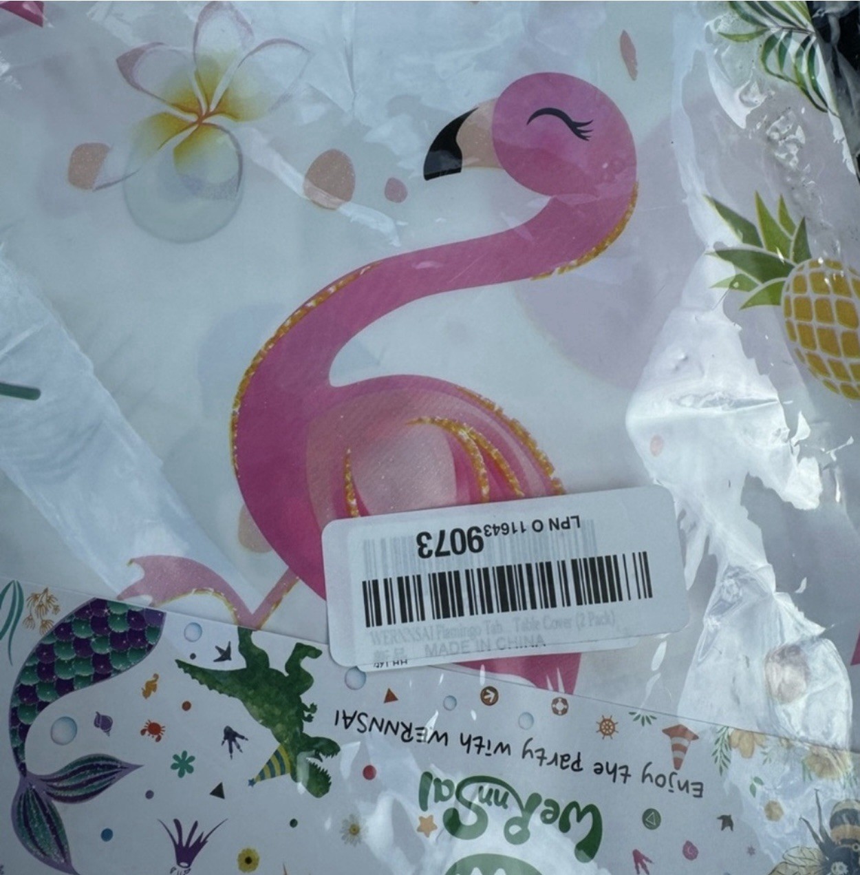 Flamingo Happy Birthday Cake Topper & Tablecloth Bundle NEW