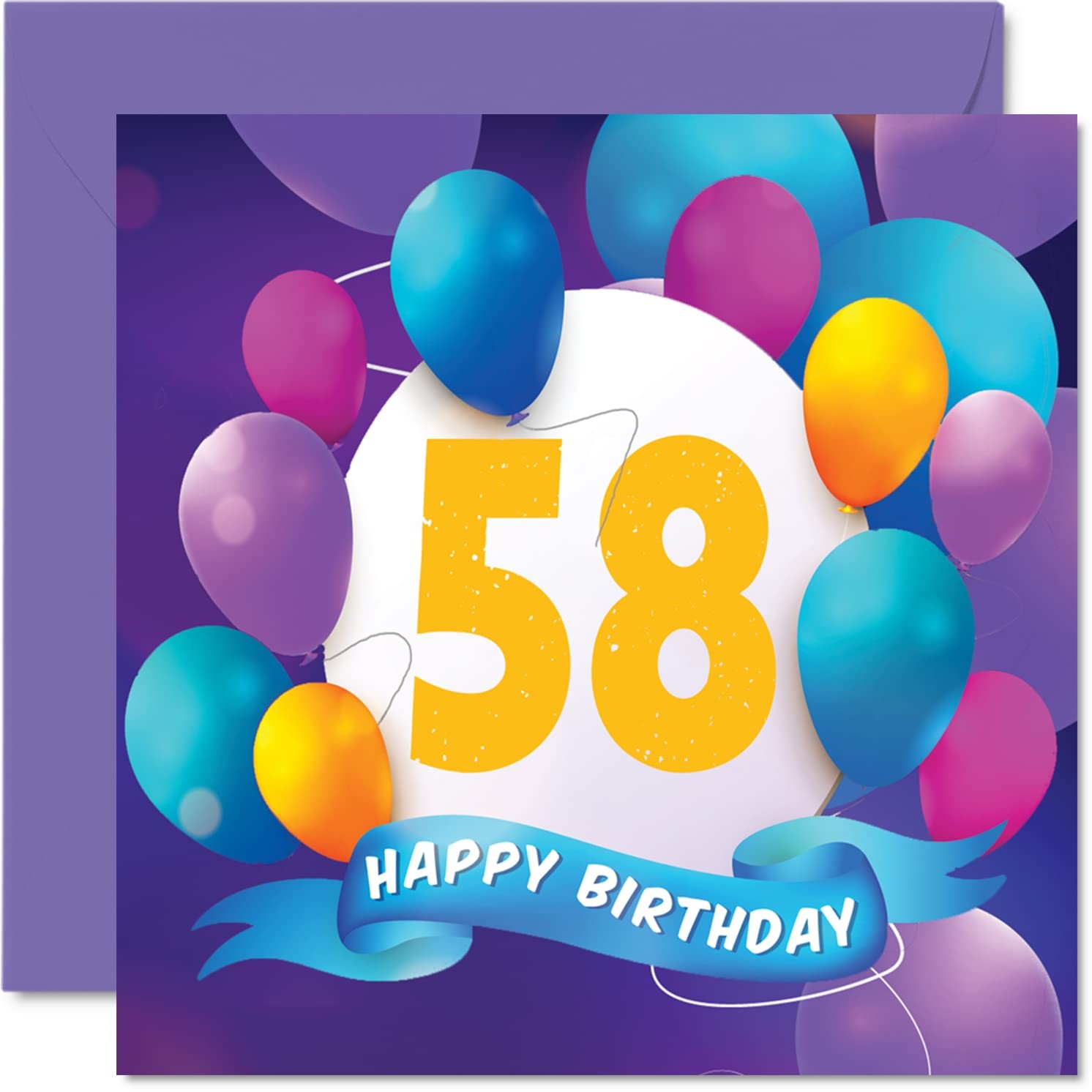 58th Birthday Card for Men Women – Balloon Party – Happy Birthday Cards for 58 Y