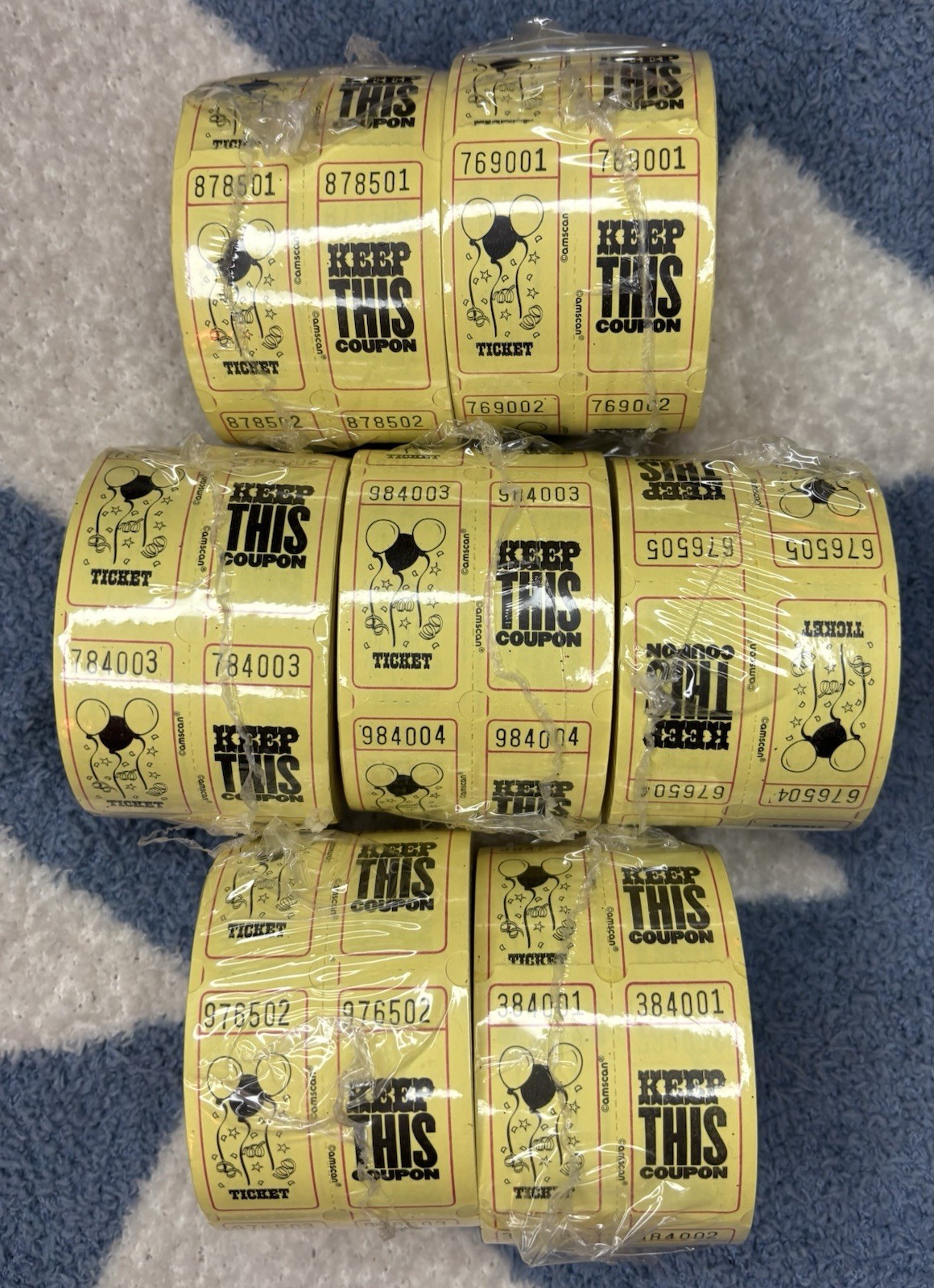 Raffle Tickets 7 Rolls 3500 Tickets Double Stub 500 per Roll Split the Pot 50/50