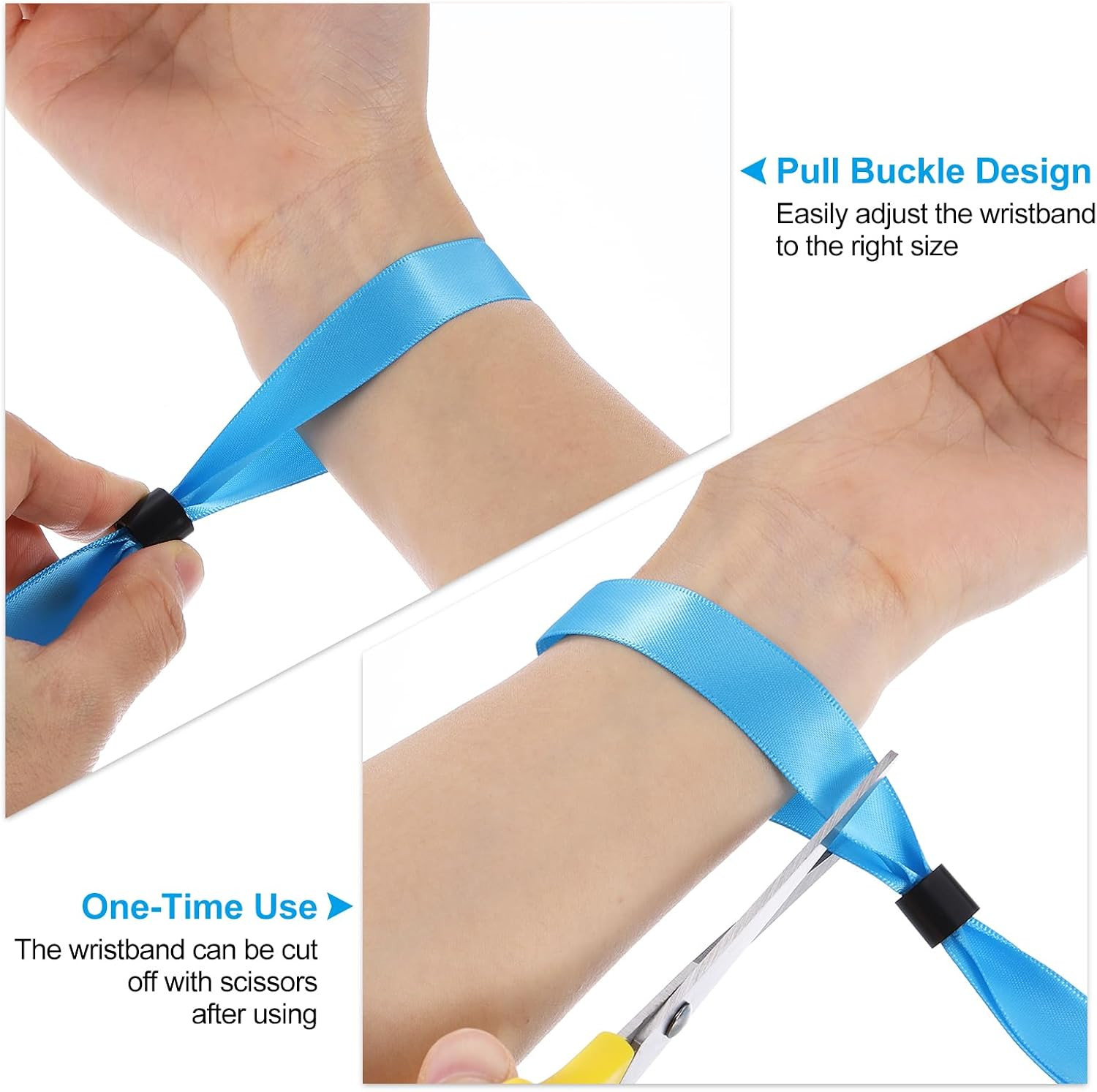 Disposable Cloth Wristbands for Events, 100 Pcs Adjustable Cloth Event Wristband