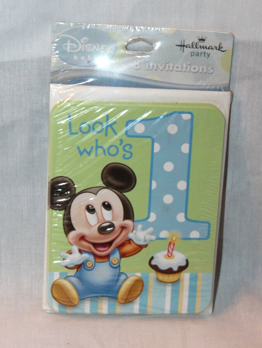 NEW IN PACKAGE DISNEY BABY MICKEY MOUSE 8- INVITATIONS BLUE PARTY SUPPLIES