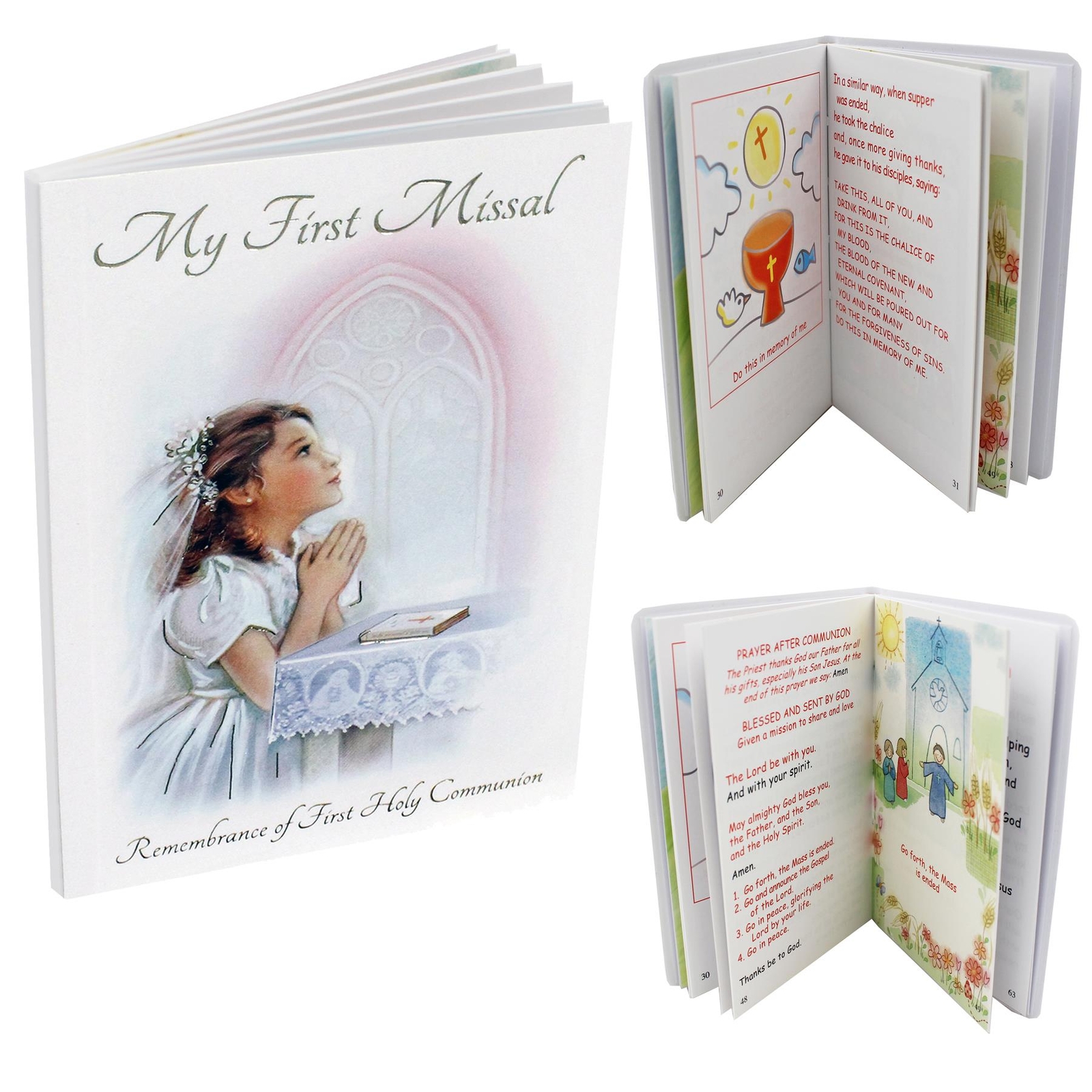 First Holy Communion Girl Missal Book and Pearl Rosary Bead Gift Set
