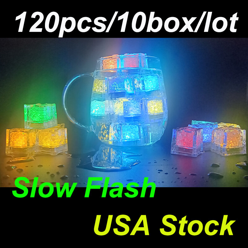 Mini Slow Flash Light up LED Ice Cubes for Drinks Party Bar Christmas Decoration