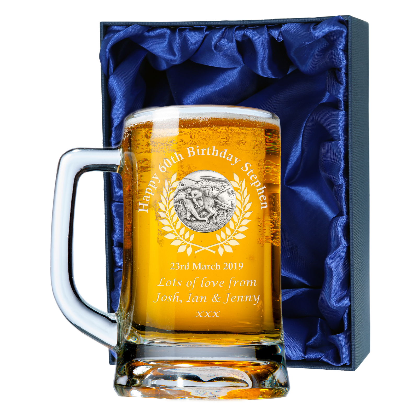 Horse Racing Engraved Birthday Gift Tankard 60th 70th Lager Ale Glass Beer Mug
