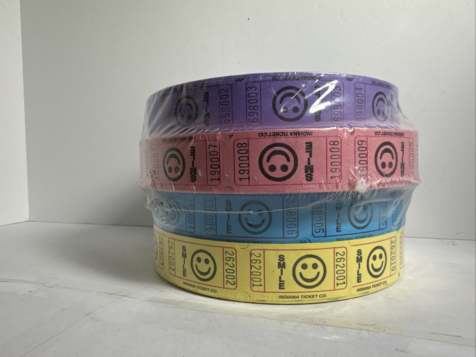 Raffle Tickets 8000 Total 4 Rolls Smile Assorted Colors Double Side Event Party