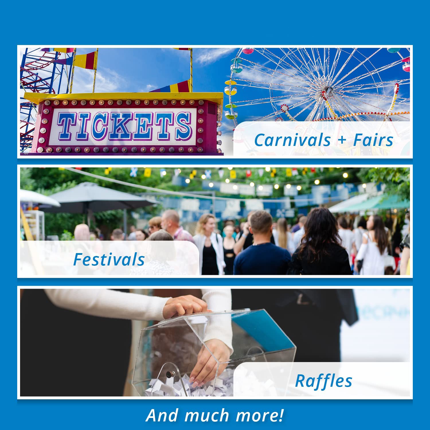 2,000 Red Carnival Tickets, Double Roll 50/50 Raffle, Multicolor