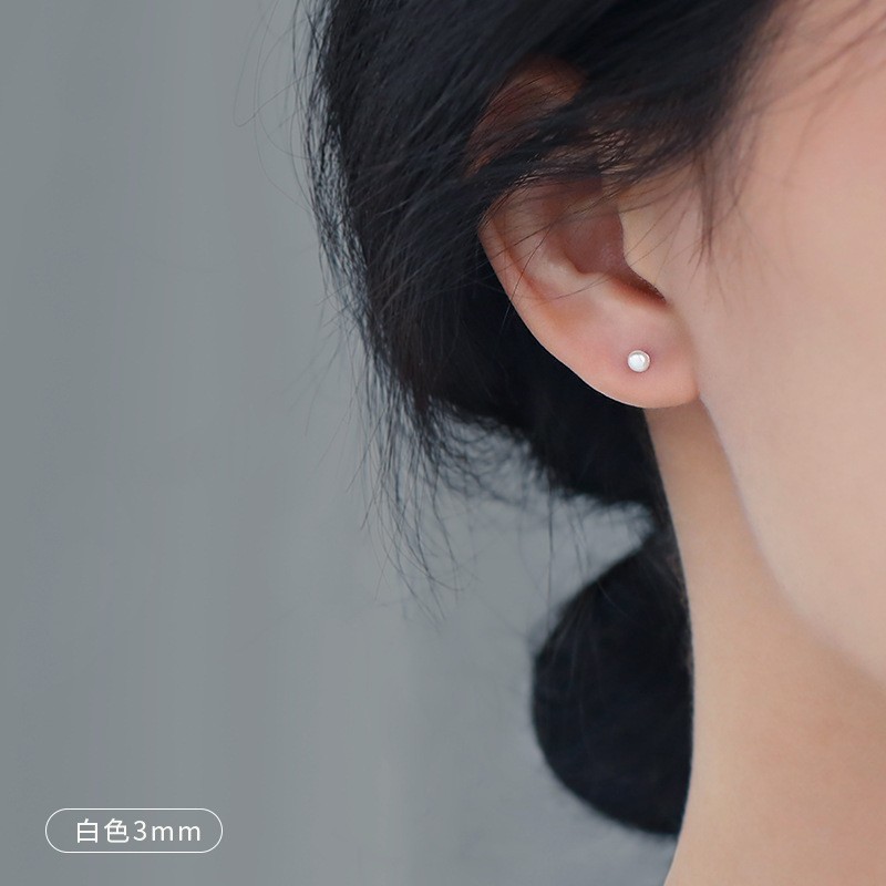 Minimalist Freshwater Pearl Stud Earrings – 925 Sterling Silver Elegant Women