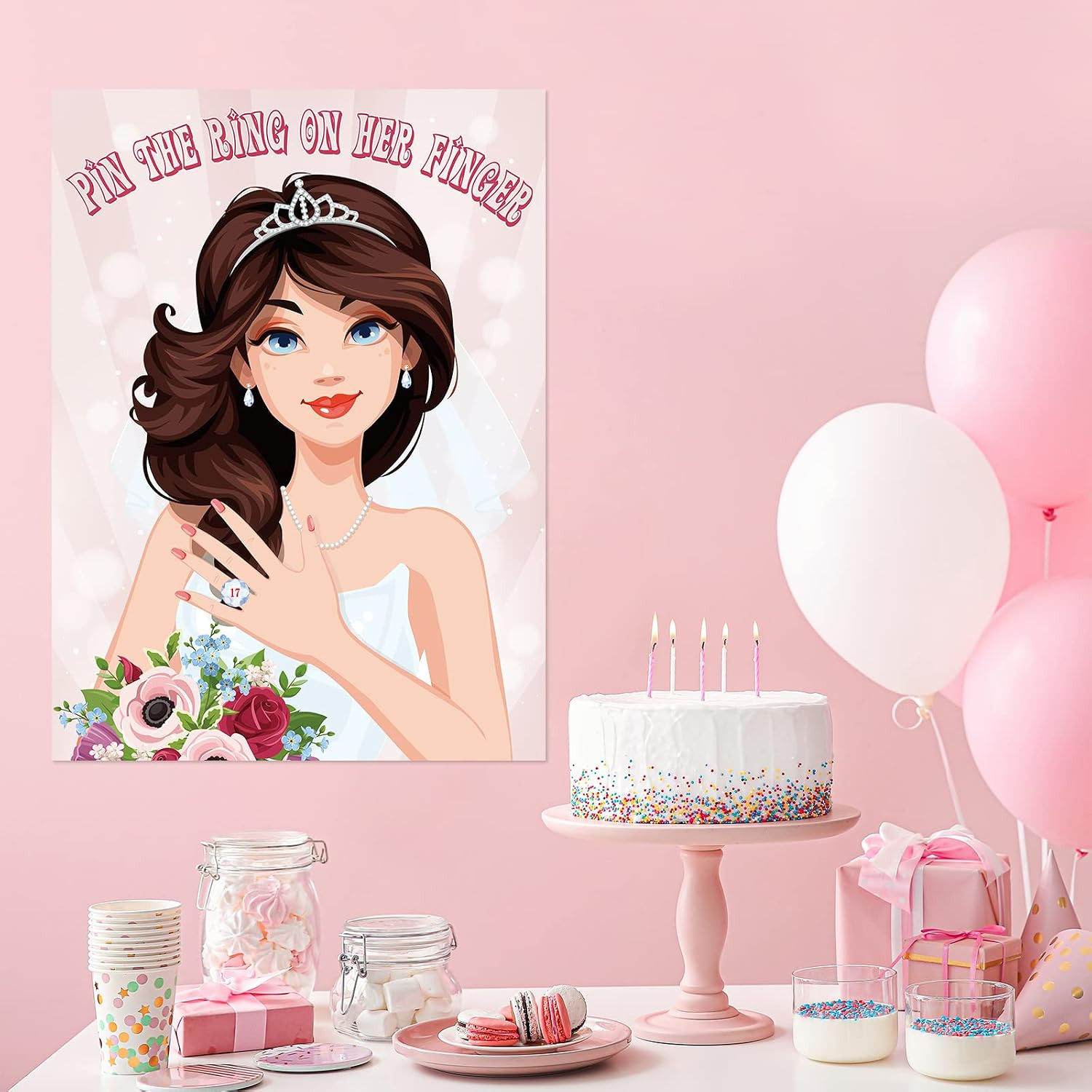 Pin The Ring On The Bride, Bridal Shower Hen Party Bachelorette Party Girls Game