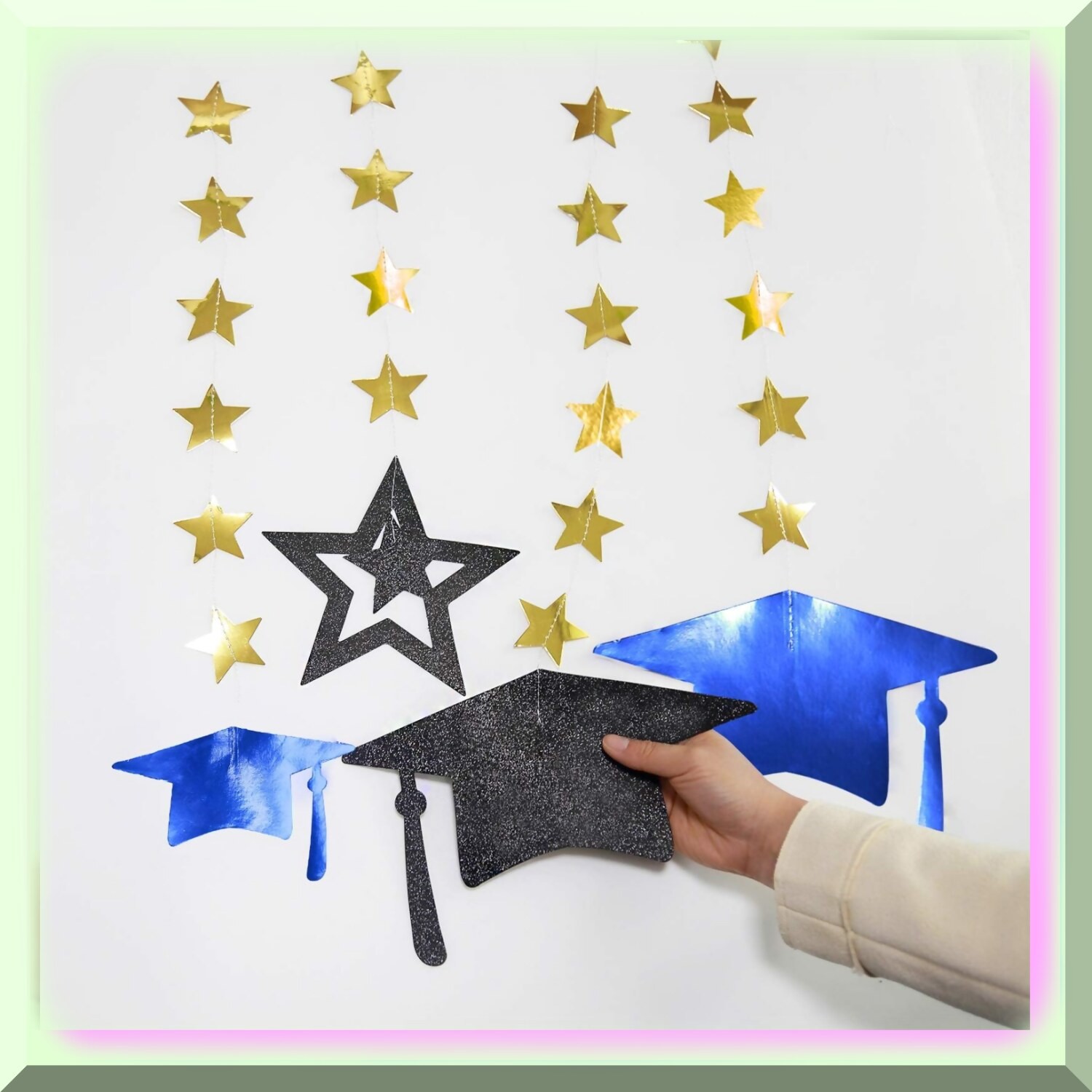 Graduation Party Decorations with Cap Banner and Streamers