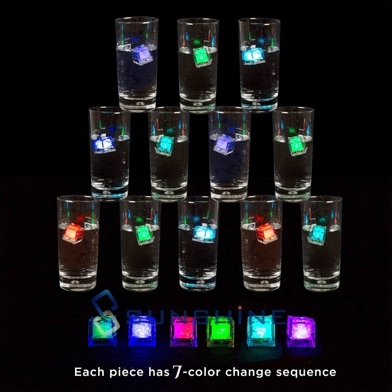 Waterproof Light Up LED Ice Cubes for Party Drinks Glowing Flashing Ice Cube