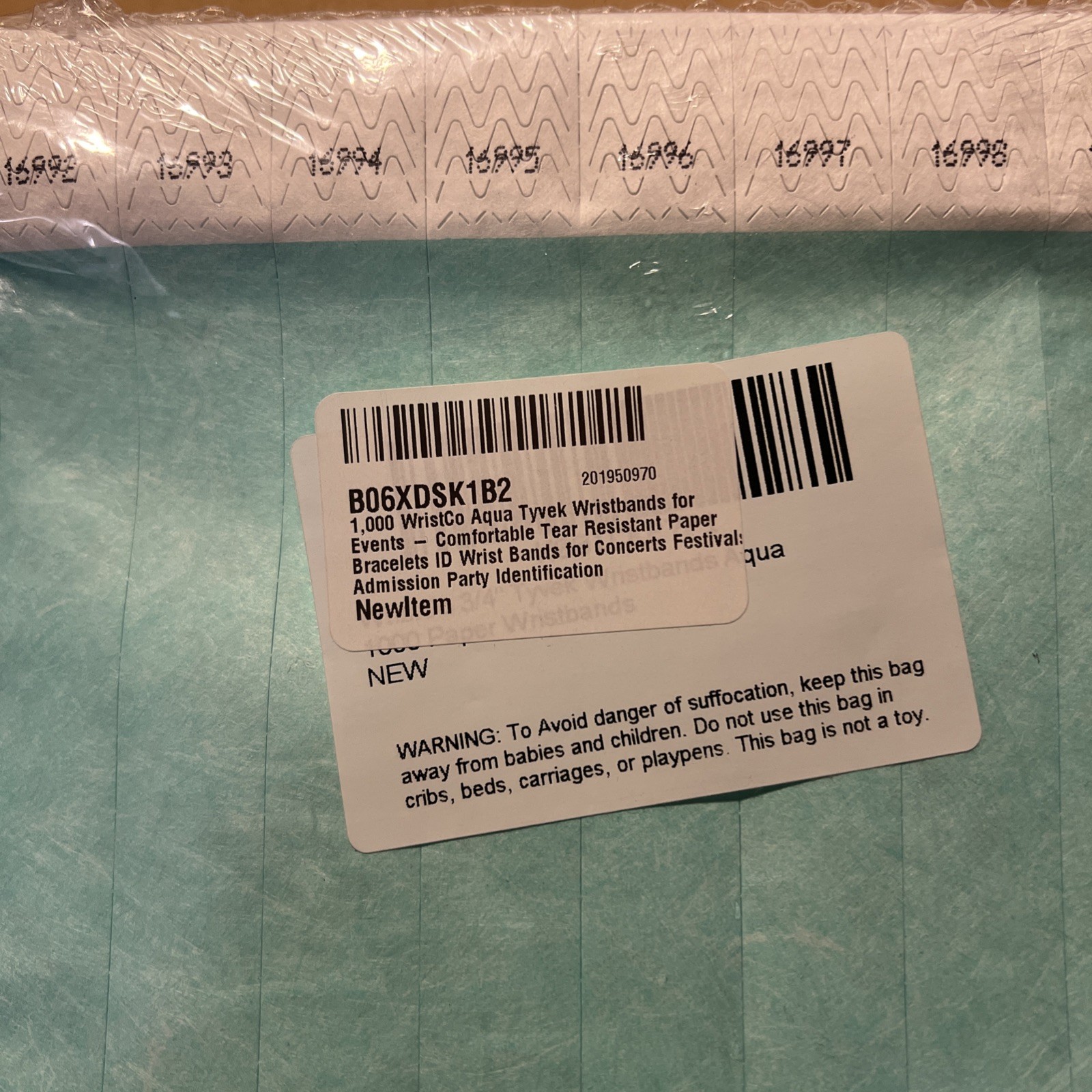 1,000 Wristco Teal Tyvek Wristbands for Events – Comfortable Tear Resistant Pa