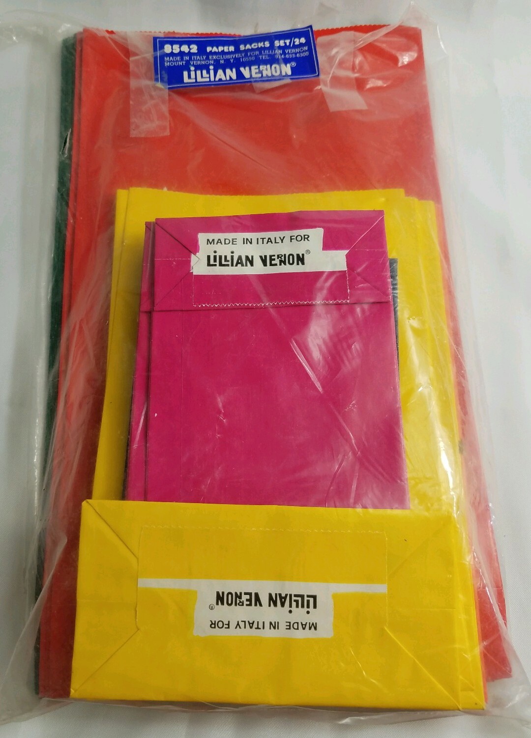 Vintage Lillian Vernon Italy Vintage Qty 23 Colorful Paper Gift Party Sack Bags
