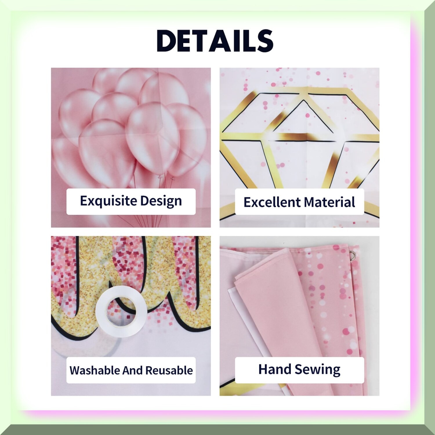 Pink Wedding Engagement Backdrop 6x4ft Polyester Fabric