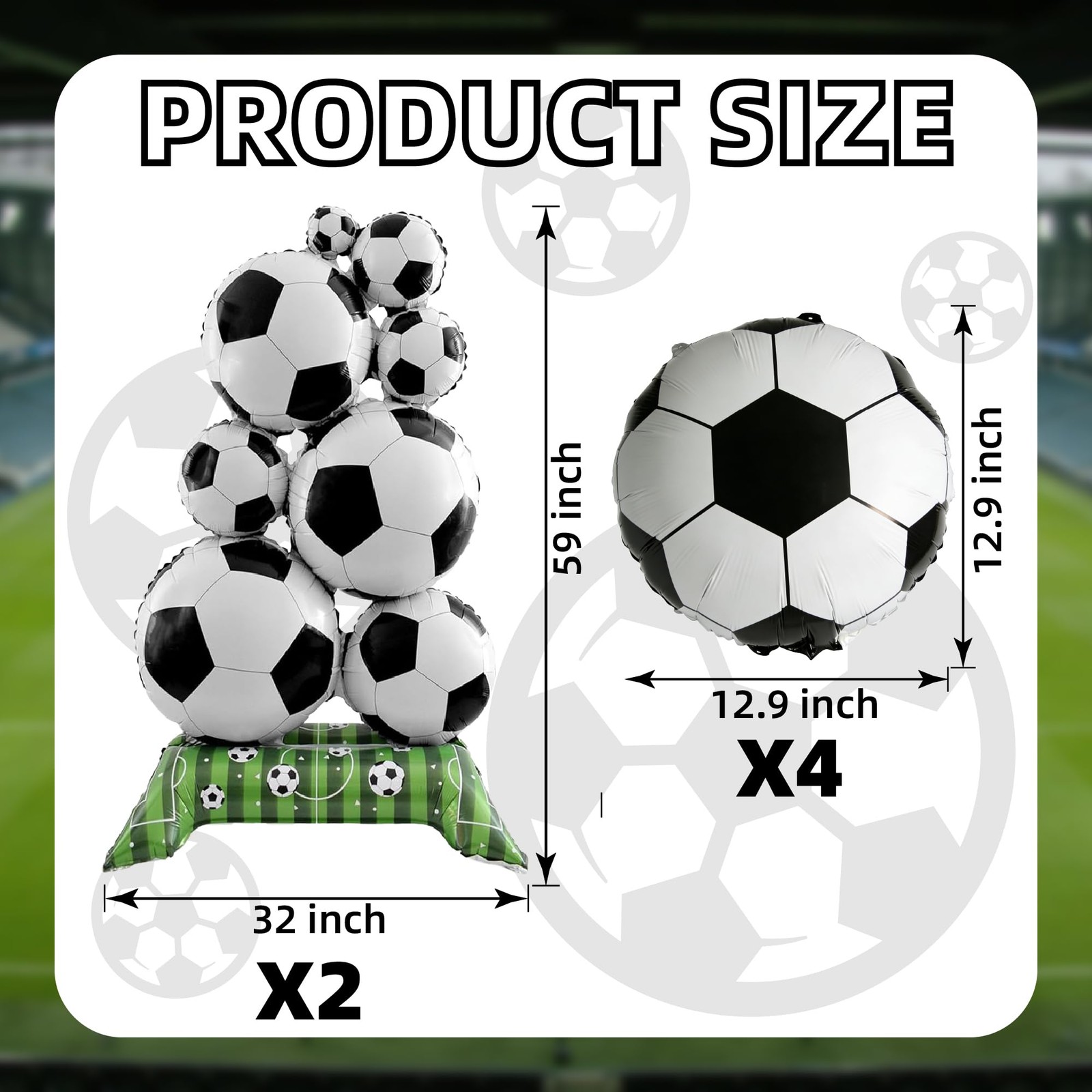 6-Piece Soccer Party Decorations – 32 inches x 59 inches, Black, White, Green